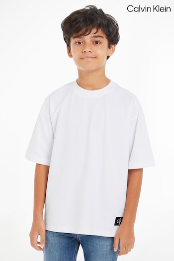 Calvin HW0HW01042 Klein Pique Logo White T-Shirt (N23946) | £40