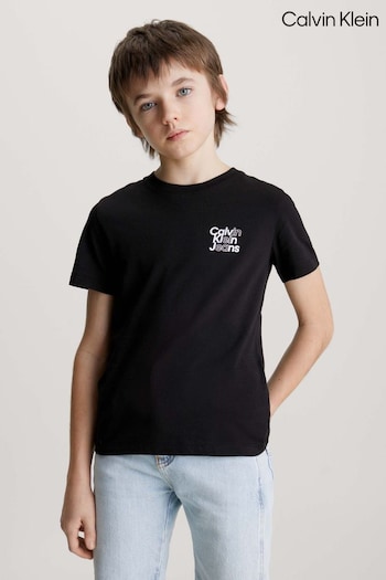 Calvin Stony Klein Slogan Black T-Shirt (N23949) | £28