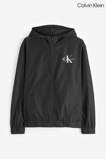 Calvin Klein Logo Zip Through Black Jacket (N23957) | £100
