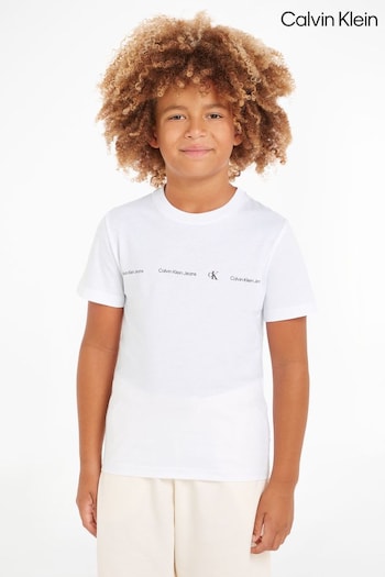 Calvin Branca Klein Slogan White T-Shirt (N23965) | £23