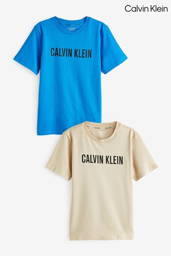 Calvin amarelo Klein Slogan T-Shirts 2 Pack (N23992) | £36