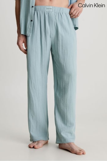 Calvin Klein Blue Single Cotton Sleep Trousers Faux (N24003) | £60