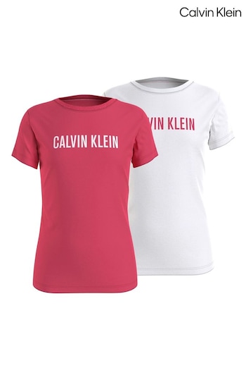 Calvin Geometric Klein Slogan T-Shirts 2 Pack (N24016) | £36