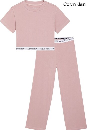 Calvin Klein Pink Plain Pyjamas Set (N24064) | £50