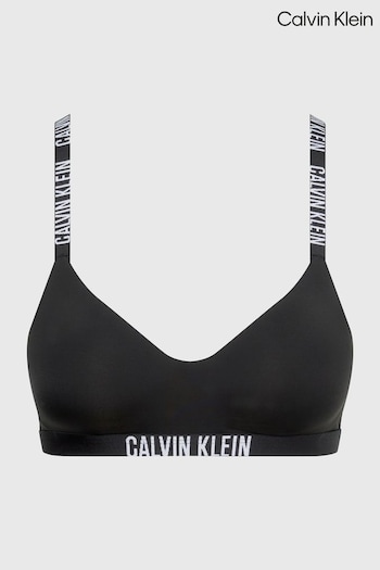 Calvin Baskets Klein Slogan Strap Black Bralette (N24067) | £43