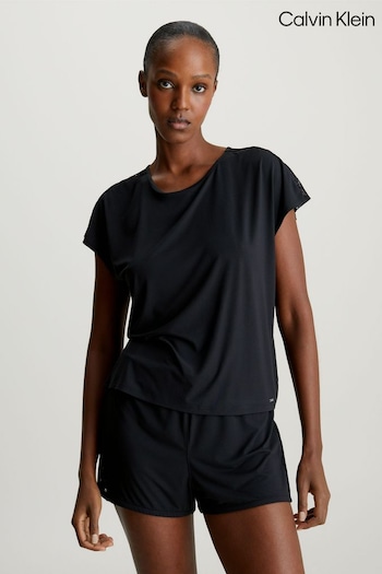 Calvin Dam Klein Single Tab Sleep Black T-Shirt (N24075) | £55