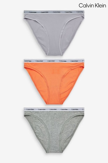 Calvin YAF Klein Orange Slogan Bikini Knickers 3 Pack (N24093) | £40