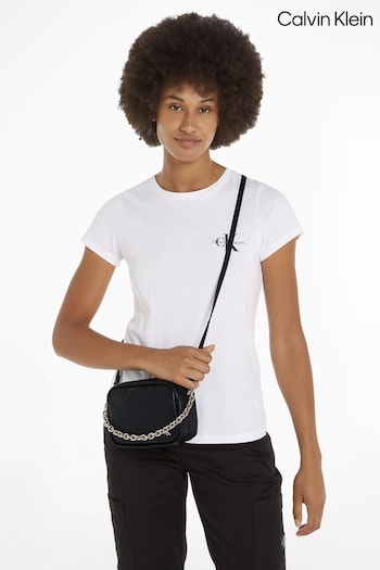 Calvin shopper Klein Micro Mono Chain Cross-Body Black Bag (N24117) | £75