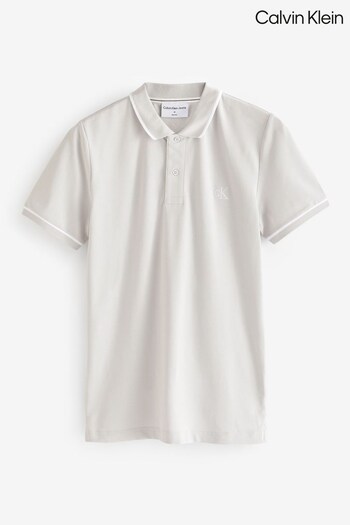 Calvin Klein Slim Grey Logo Tipping Polo Shirt (N24121) | £65
