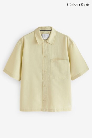 Calvin Klein Green Linen Button Down Shirt (N24129) | £85