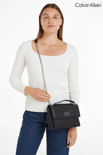 Calvin Klein Logo Shoulder Black Bag (N24134) | £150