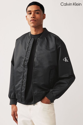 Calvin Klein Logo Bomber Black Jacket (N24144) | £170