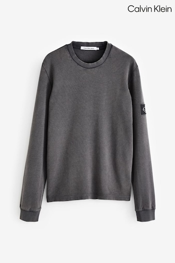 Calvin Klein Grey Washed Badge Waffle T-Shirt (N24155) | £65