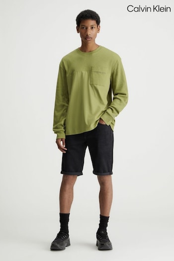 Calvin Triangle Klein Denim Slim Black Shorts (N24157) | £65