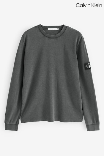 Calvin Klein Grey Washed Badge Waffle T-Shirt (N24170) | £65