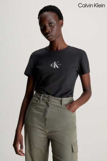 Calvin K50K508887 Klein Slim Fit Logo Black T-Shirt (N24214) | £40