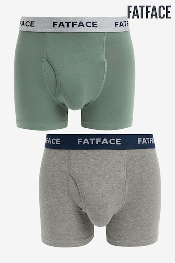 FatFace Green Plain Boxers 2 Pack (N24225) | £22