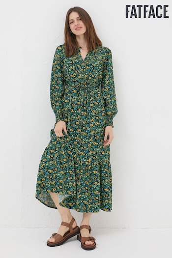 FatFace Green Jolene Spring Floral Maxi Dress (N24228) | £75