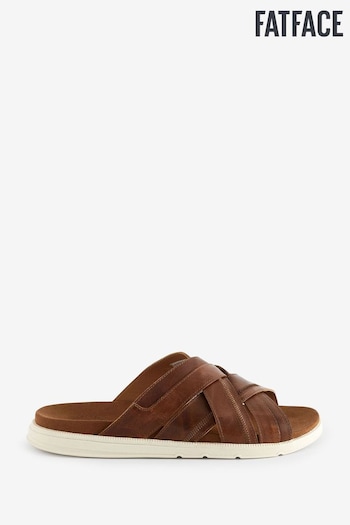 FatFace Brown Hinton Leather Sliders (N24250) | £55
