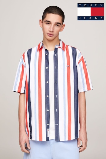 Tommy Jeans White Relaxed Stripe Shirt (N24283) | £60