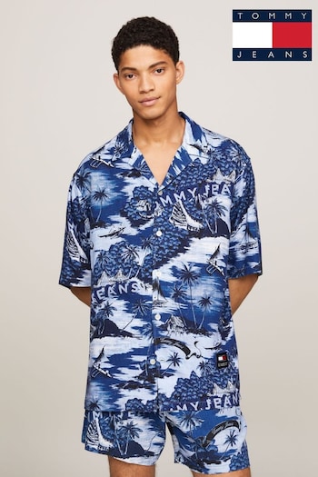 Tommy Jeans Blue Hawaiian Camp Shirt (N24306) | £65