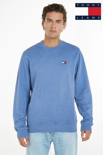 Tommy Jeans Blue Washed Badge Sweatshirt (N24320) | £80