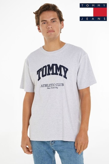 Tommy mda Jeans Grey Athletic Club T-Shirt (N24321) | £35