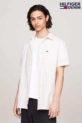 Tommy Cork Jeans White Stripe Seersucker Shirt (N24323) | £60