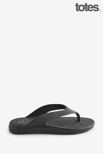 Totes Padded Black Bounce Toe Post Mens Sandals (N24377) | £20