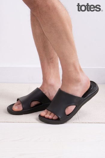Totes Black Bounce Vented Mens Slide Sandals wedge (N24397) | £20