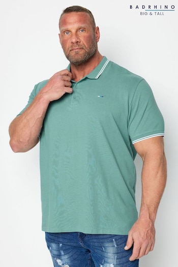 BadRhino Big & Tall Mineral Blue Tipped suitcases Polo Shirt (N24449) | £19
