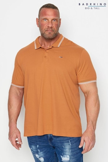 BadRhino Big & Tall Rust Orange Tipped Polo Shirt (N24460) | £19