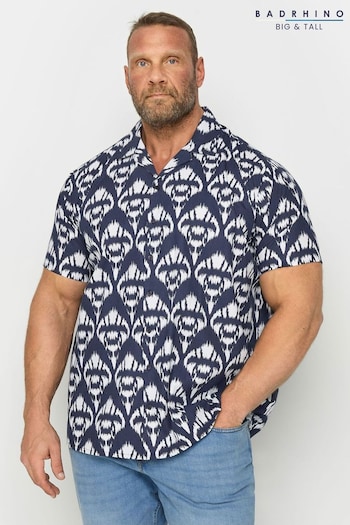 BadRhino Big & Tall Navy Blue Abstract Print Shirt (N24474) | £30