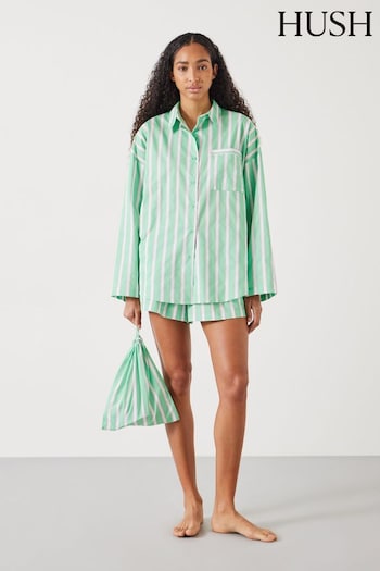 Hush Green Adair Oversized Shirt Pyjama Set (N24499) | £65