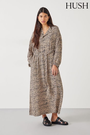 Hush Grey Camila Printed Midi Dress (N24522) | £119