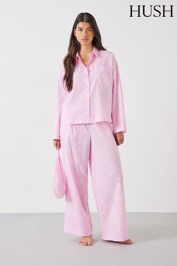 Hush Pink Kirby Cotton Wide Leg Pyjamas Set (N24547) | £69