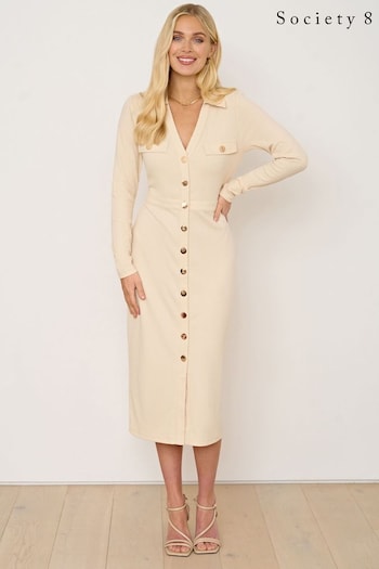 Society 8 brown Daniella Ribbed Jersey Midi Dress (N24626) | £45