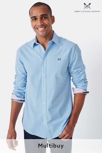 Crew Clothing Company Blue Check Print Cotton Classic Shirt (N24631) | £57
