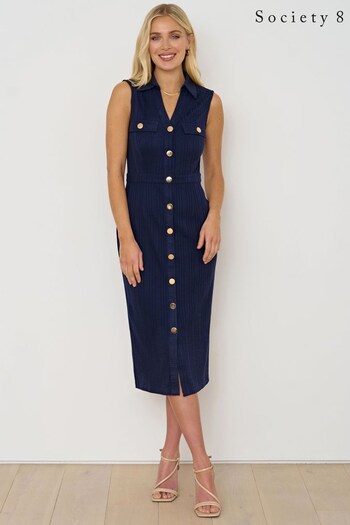 Society 8 Blue Kaye Sleeveless Collar Jersey Dress (N24640) | £42