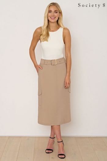 Society 8 Fonda Cargo Midi Brown Skirt (N24646) | £35