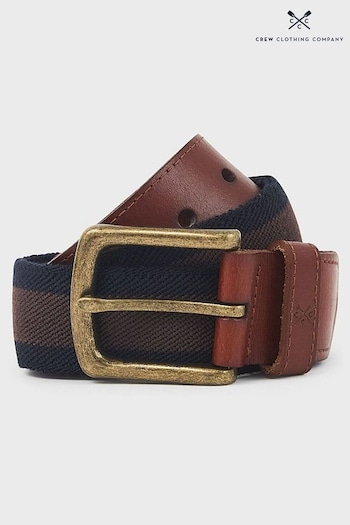 Crew Clothing Company Brown Textured Classic Belt (N24664) | £32