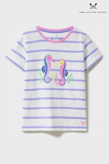 Crew Clothing Company Seahorse Sequin and Stripe Cotton T-Shirt (N24687) | £20 - £24