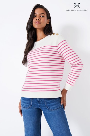 Crew Clothing Company Pink Stripe Cotton Jumper (N24690) | £55