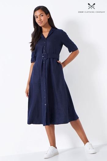 Crew Clothing Molo Belted Linen Shirt Dress (N24694) | £89