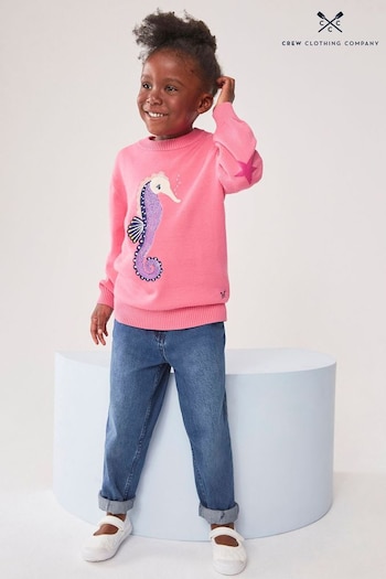 Crew oversized Clothing Company Pink Sealife Print Classic Jumper (N24720) | £28 - £36
