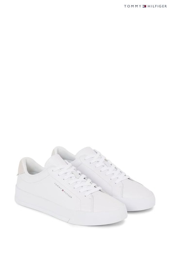 Tommy use Hilfiger Black Court Leather Sneakers (N24830) | £90
