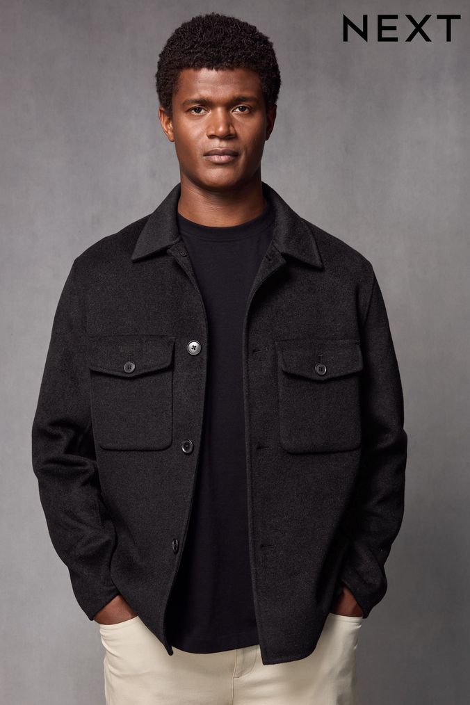 Mens shirt jacket black store