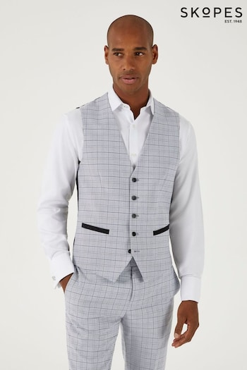 Skopes Brook Silver Grey Check Suit Waistcoat (N25233) | £55