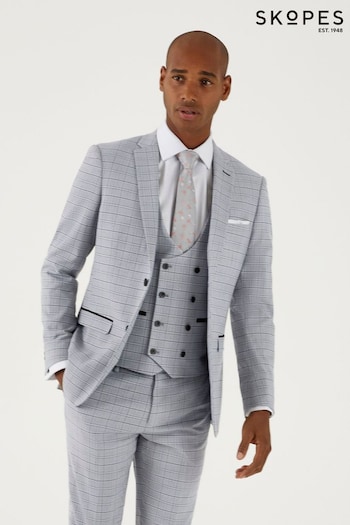 Skopes Brook Silver Grey Check Tailored Fit Suit Jacket (N25254) | £110