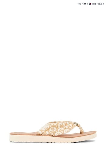 Tommy Hilfiger Cream Beach Sandals (N25265) | £50